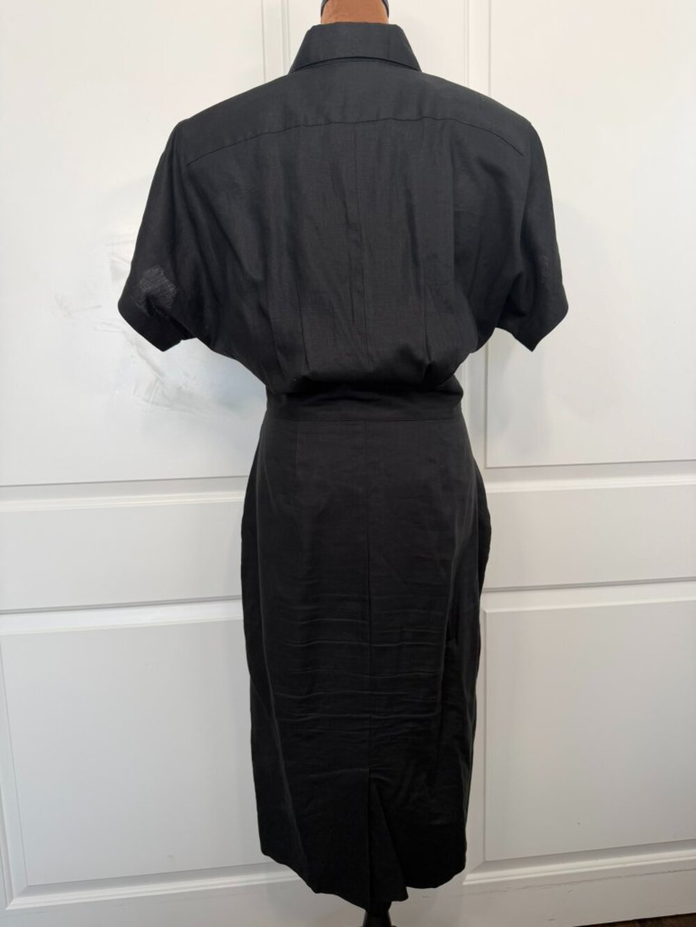 Vintage 1980s Nordstrom Point of View Black Linen Dress Sz 10 - Picture 3 of 15